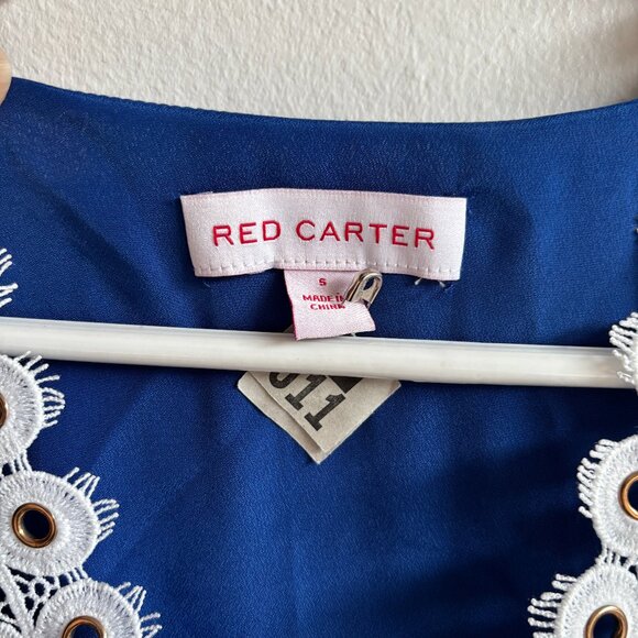 Red Carter Eyelet Lace Bell-Sleeve Tropical Dress - Size S - Picture 4 of 15